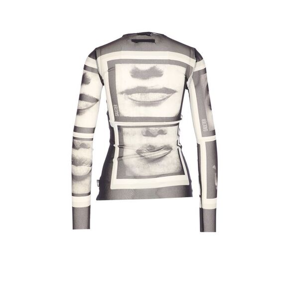 Jean Paul Gaultier Women Eyes And Lips Printed Long Sleeves Top - Picture 2 of 4